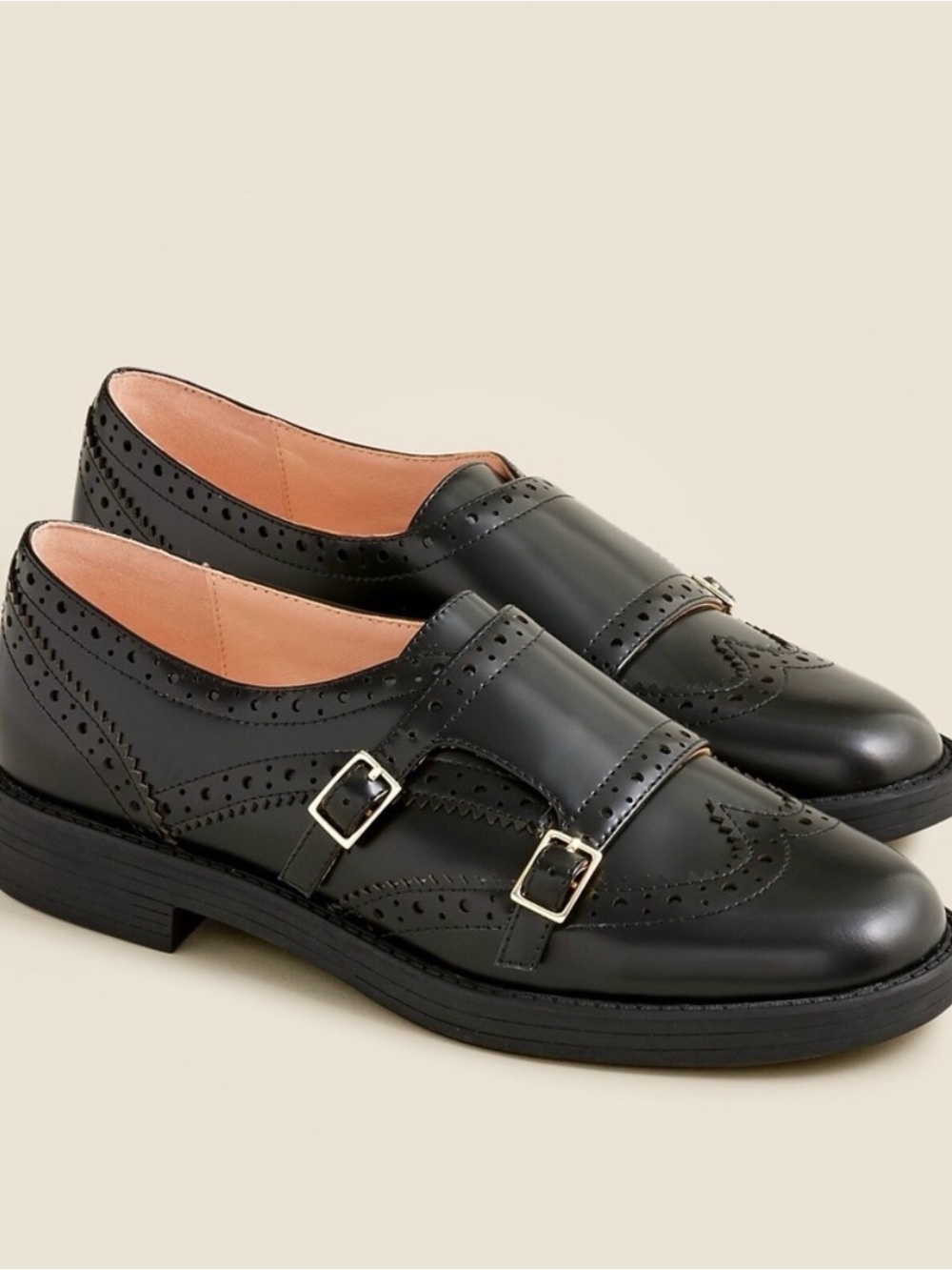 J. Crew Black Double Monk Strap Brogue Loafer